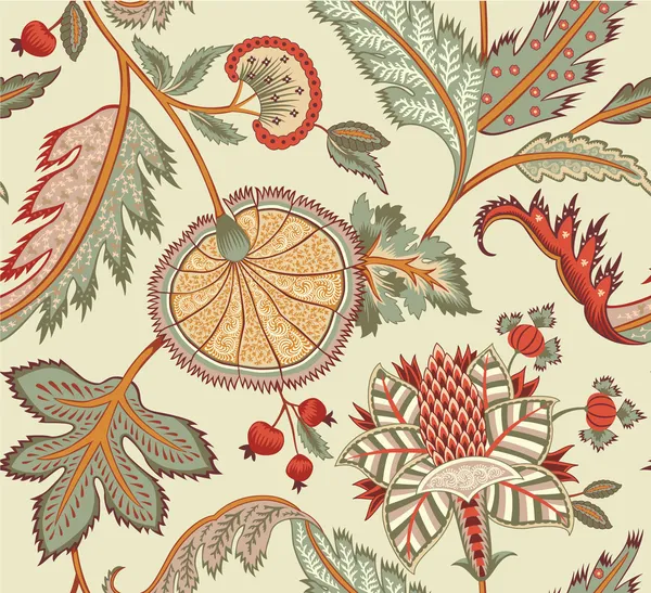 Vintage motif floral indien — Image vectorielle