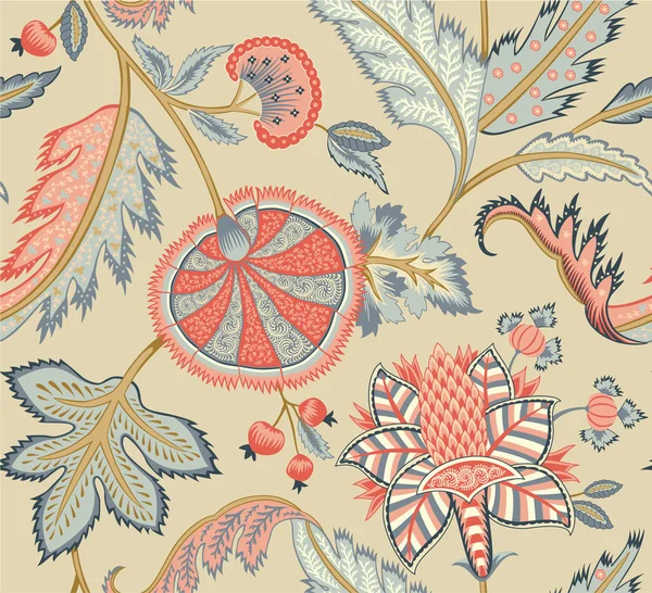 Vintage padrão floral indiano — Vetor de Stock