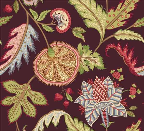 Vintage motif floral indien — Image vectorielle