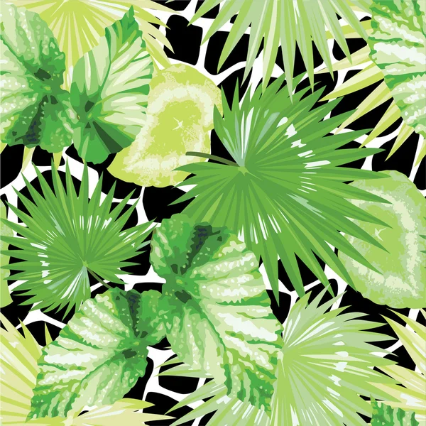 Tropical palm leaves pattern — Stock Vector