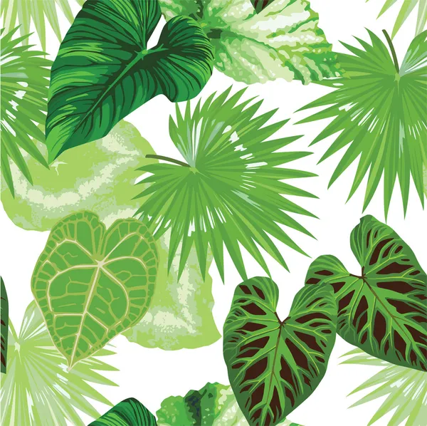 Tropical palm leaves pattern — Stock Vector