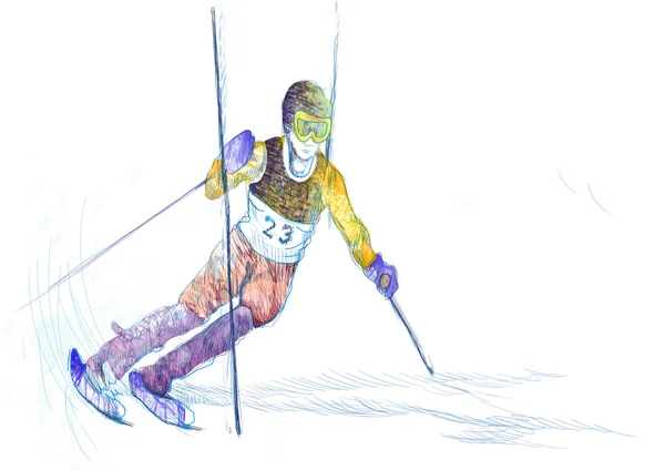 Лыжники — стоковое фото