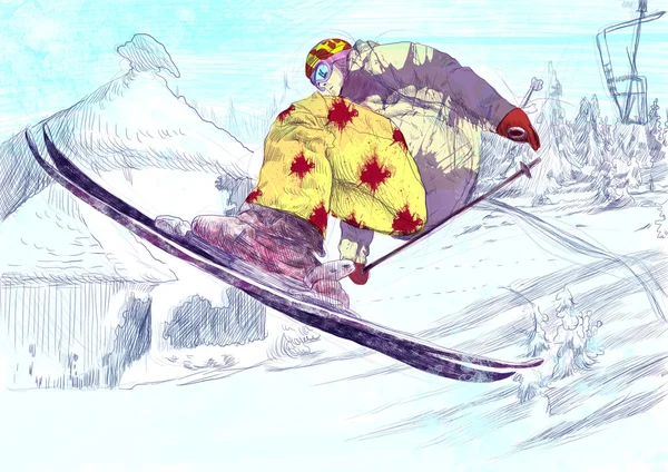 Безкоштовно, катання на лижах — стокове фото