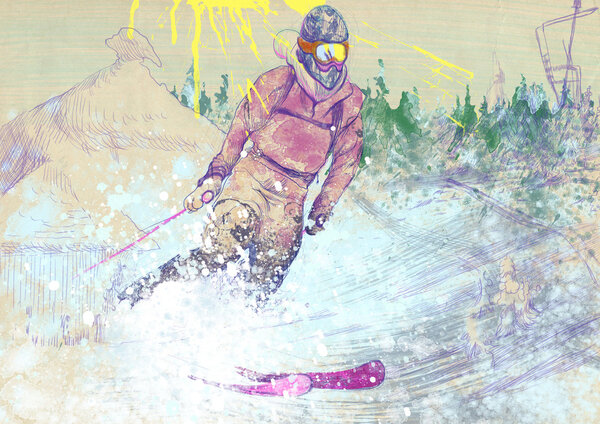 Down hill Skiing — Stock Photo, Image