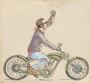 genç adam bir motosiklet