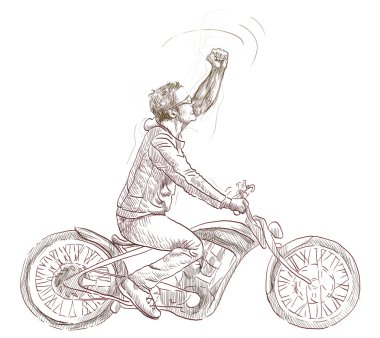 genç adam bir motosiklet