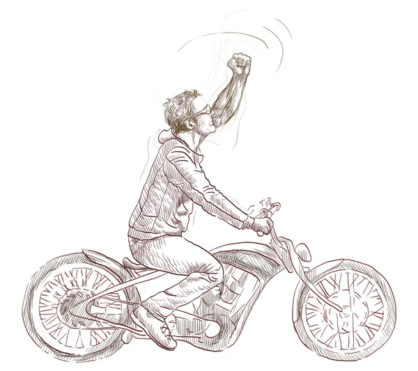 Junger Kerl auf einem Motorrad — Stockfoto