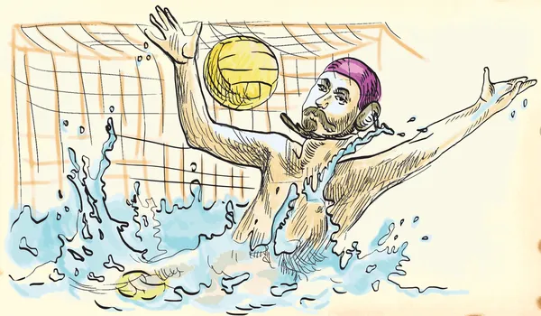 Portero de waterpolo . — Vector de stock