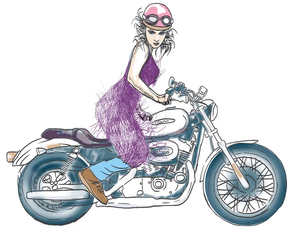 Mulher motocicleta — Vetor de Stock