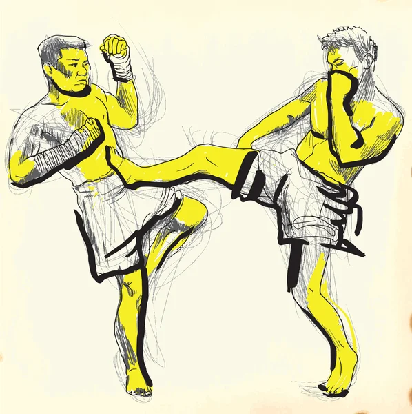 Muay - kickboxing — Vector de stock