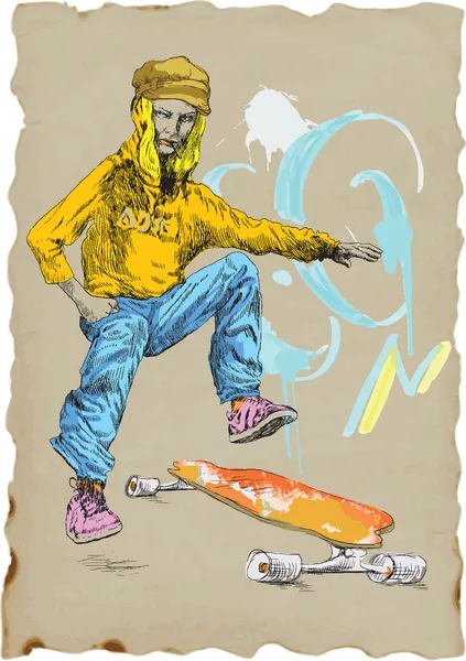 Skateboard Girl — Stockový vektor