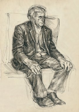 yaşlı adam oturuyor