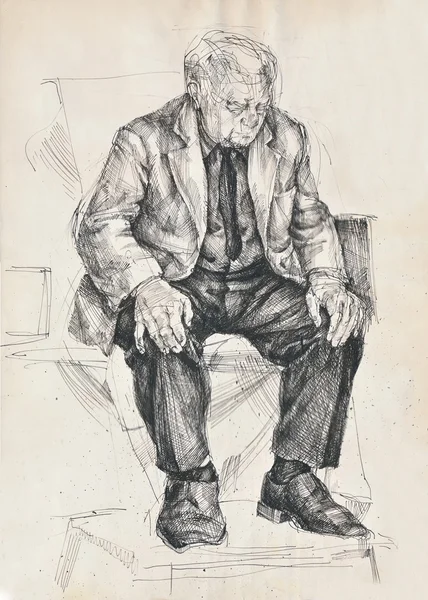 Sitting old man — Stock Photo, Image