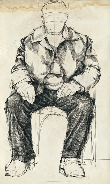Sitting old man — Stock Photo, Image