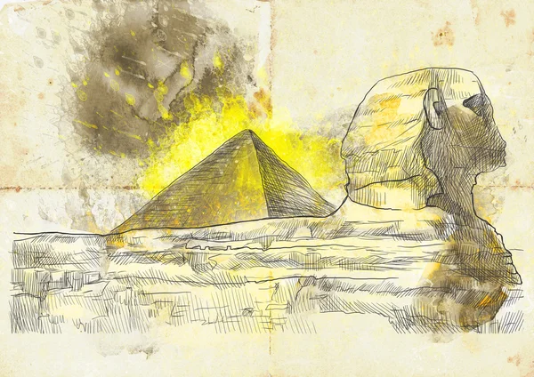 Sfinks i piramida — Zdjęcie stockowe