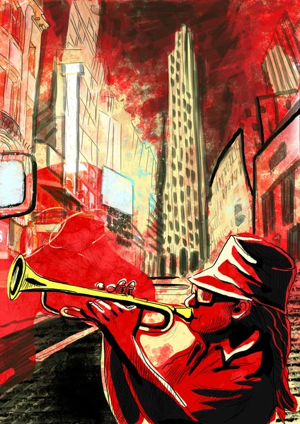 Musiker spielt Trompete — Stockfoto