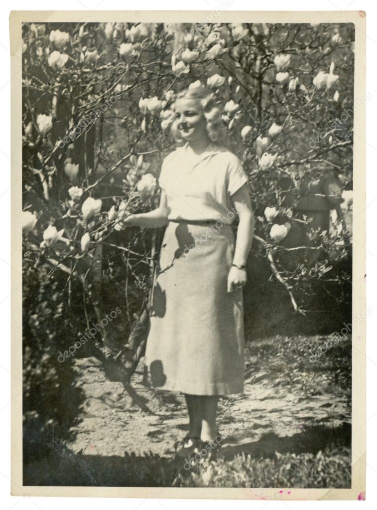 Blonde woman in The Rose Garden