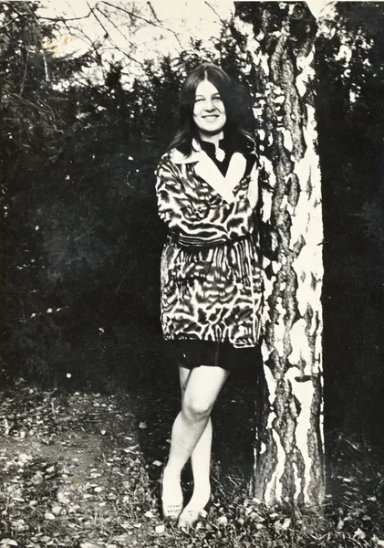 Young woman - Posing in a birch grove — Stock Photo, Image