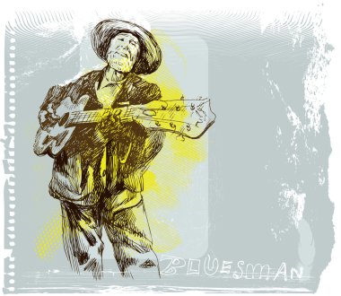 Musician - bluesman playing the spanish guitar clipart