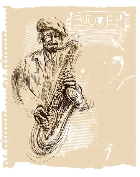 Musicista - Sax player — Vettoriale Stock