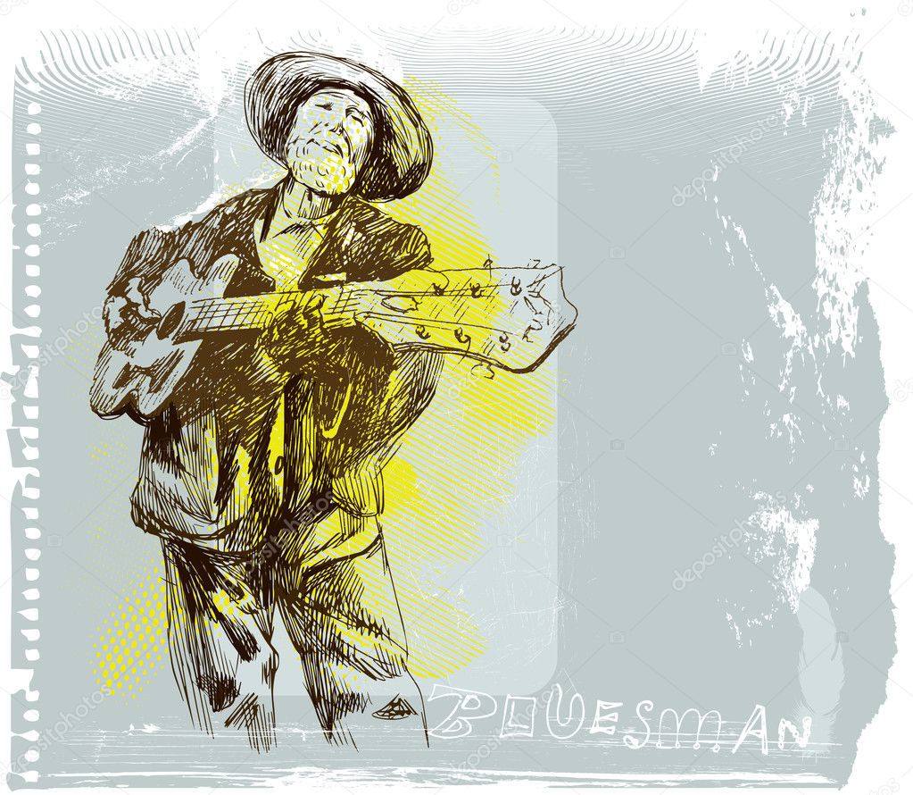 Musician - bluesman playing the spanish guitar