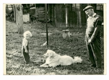 Dedem, torunu ve köpek
