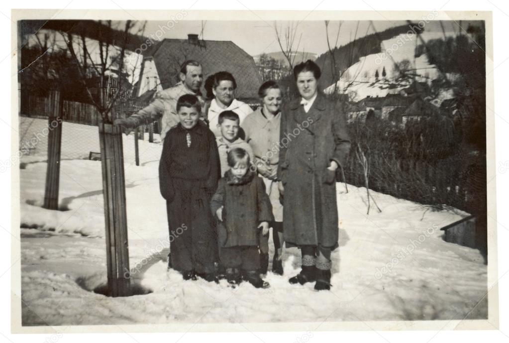 Winter time - family (group of people posing)