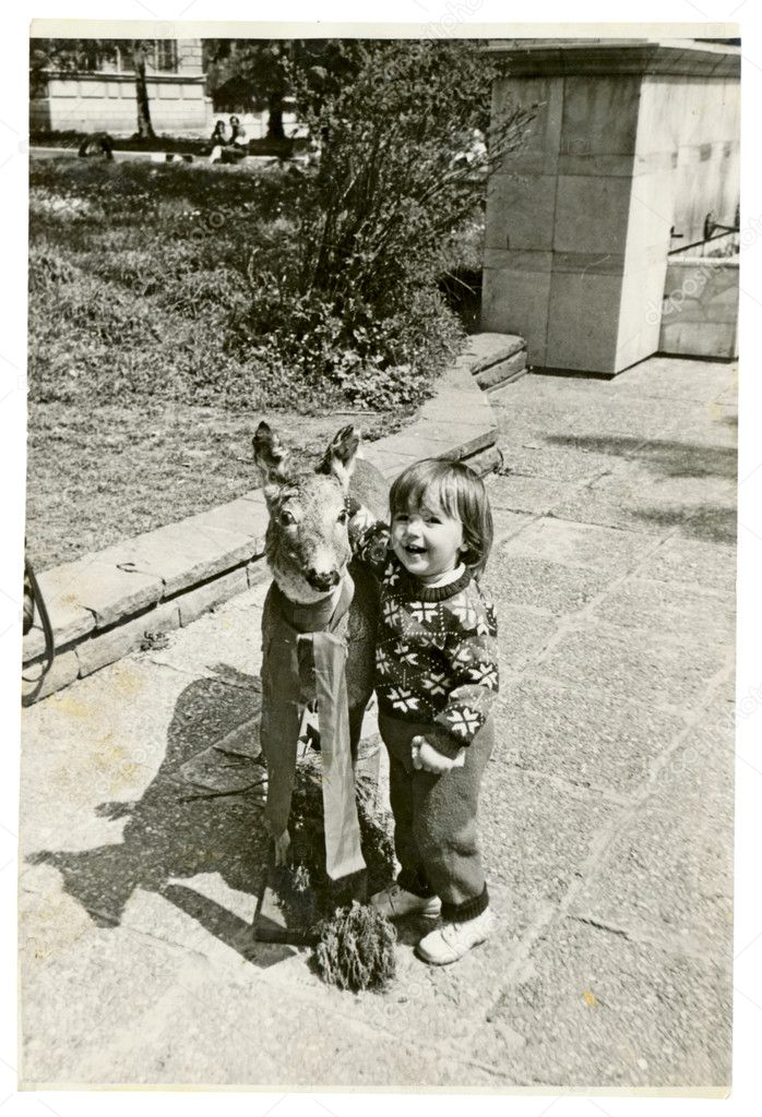 Girl with plush fawn