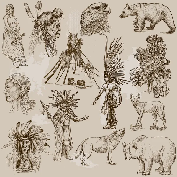 Indianen en wild west — Stockvector