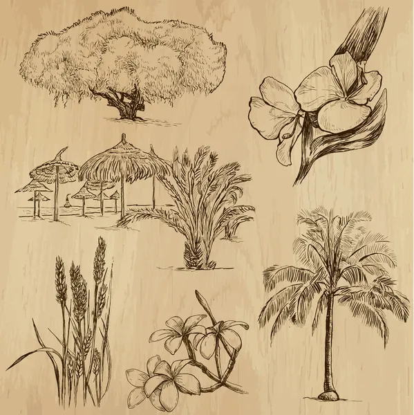 Flores y árboles n.º 3 — Archivo Imágenes Vectoriales