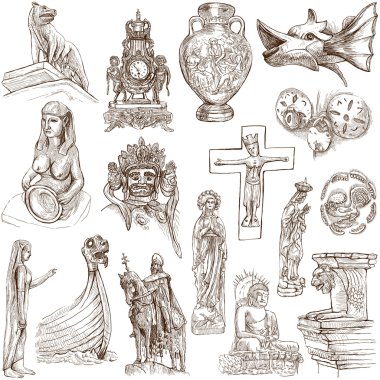 yerli ve eski sanat - el çizimleri