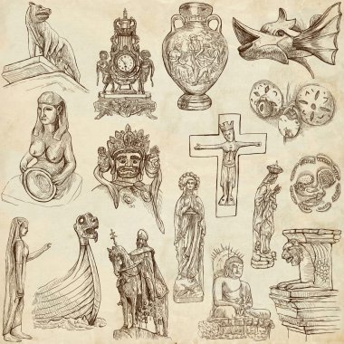 yerli ve eski sanat - el çizimleri