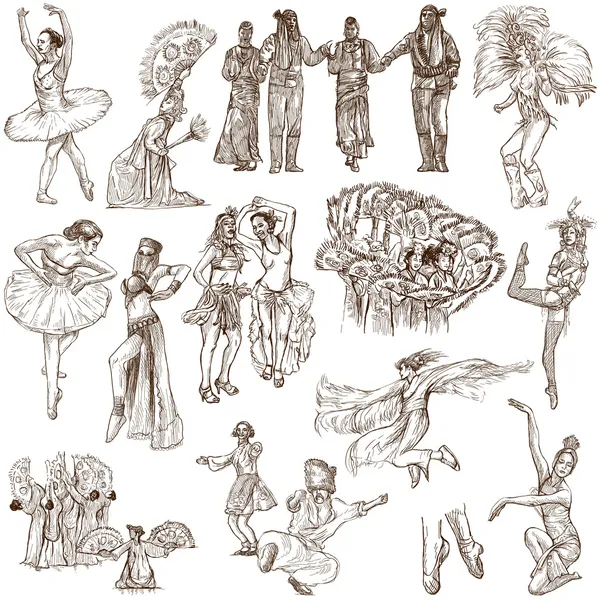 Tanec - ručně kreslenou plné velikosti ilustrací - kolekce — Stock fotografie