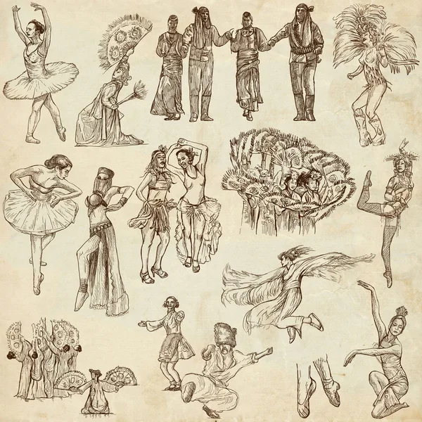 Dansen - een hand getrokken volledige formaat illustraties - collectie — Stockfoto