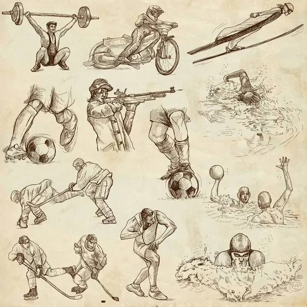 Sport - collectie van een hand getrokken illustraties — Stockfoto