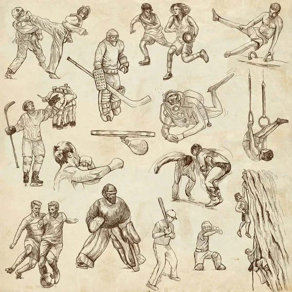 Sport - collectie van een hand getrokken illustraties — Stockfoto