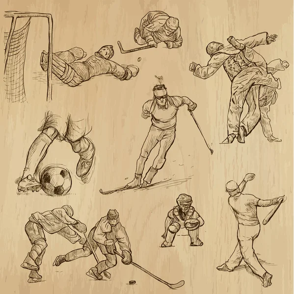 Colección deportiva n.º 9 - ilustraciones dibujadas a mano — Vector de stock
