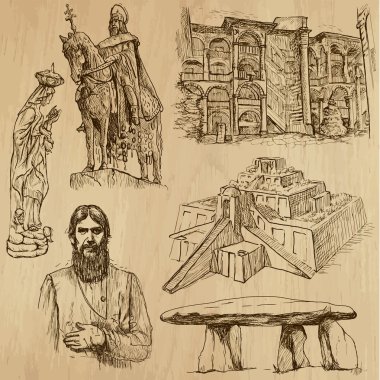 dini no.6 - vektör paketi, el çizimleri
