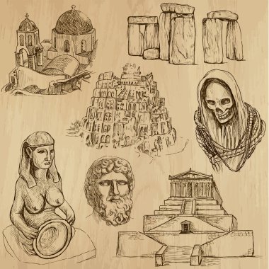 dini no.5 - vektör paketi, el çizimleri