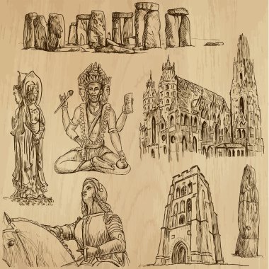 dini no.3 - vektör paketi, el çizimleri