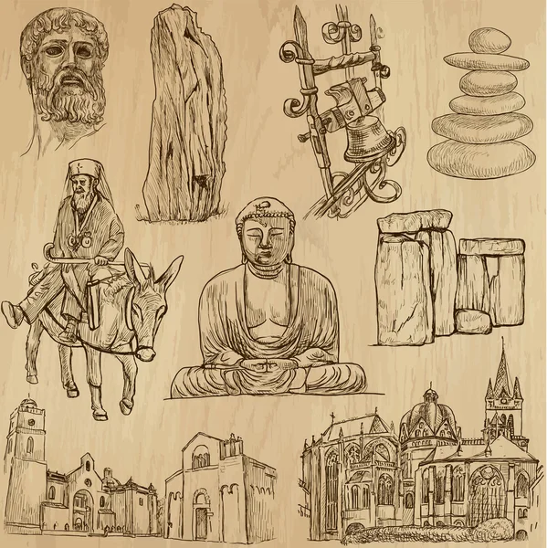 Религиозный номер 4 - векторный пакет, ручные рисунки — стоковый вектор