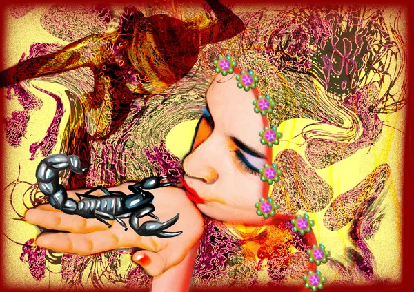 キス - 女の子と蠍座 — ストック写真