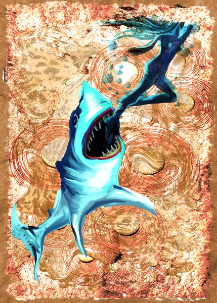 Digital Painting: Shark Attack — Stock Photo, Image