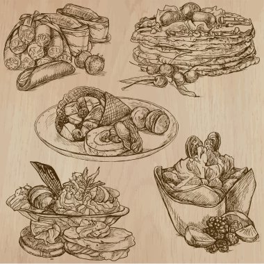 şeker ve tatlılar - elle çizilmiş resimler koleksiyonu