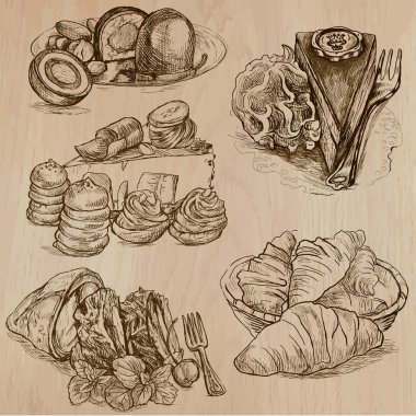 şeker ve tatlılar - elle çizilmiş resimler koleksiyonu