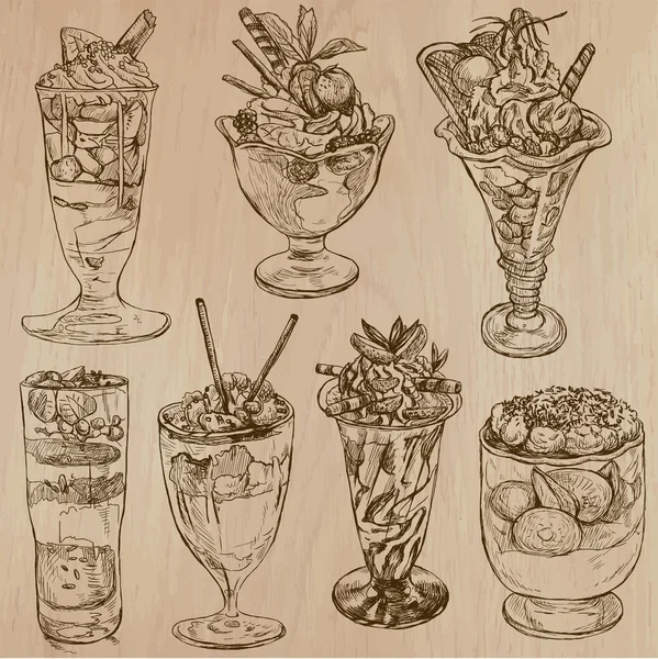 Süßigkeiten und Süßigkeiten - Sammlung handgezeichneter Illustrationen — Stockvektor