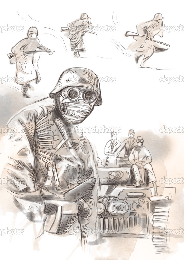 Soldier in mask - An hand drawn illustration