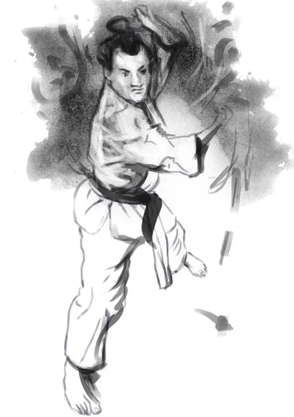Karate - Illustrazione disegnata a mano (calligrafica) — Foto Stock