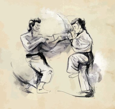 Karate - elle çizilmiş (kaligrafi) vektör