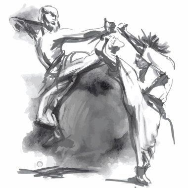 Karate - elle çizilmiş (kaligrafi) vektör